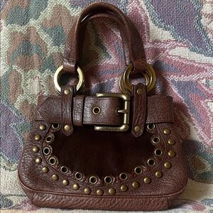 🐴 RARE Isabella Fiore Brown Leather Handbag w Pony hair NWOT